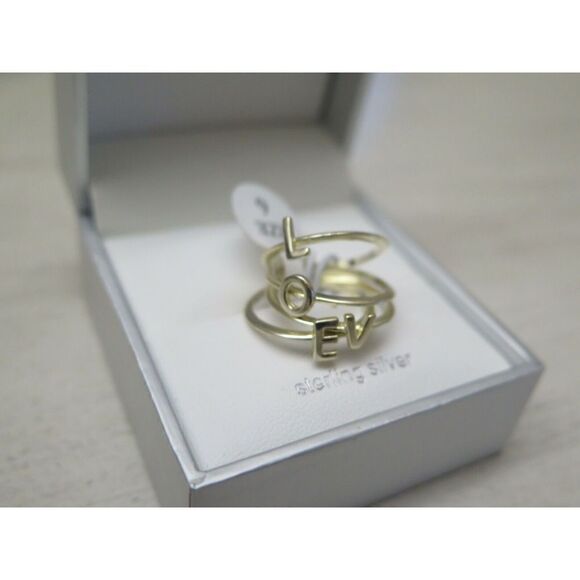 Vita Di Grazia Milano 925 Sterling Silver Sz 6 Gold Plated Love Stackable Rings - Picture 2 of 8